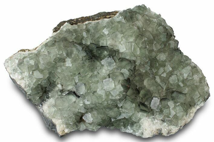 Green Cubic Fluorite Crystal Cluster on Matrix - China #323070